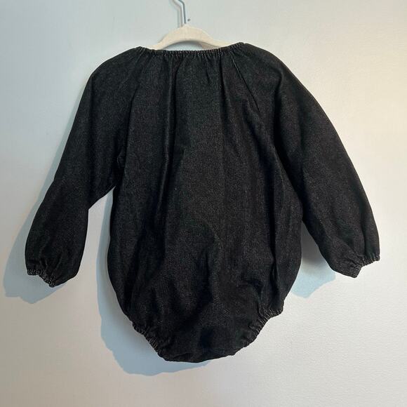Bamboo Long Sleeve Black Denim Bubble Romper – Toddler Girl Size 2 - Picture 4 of 7
